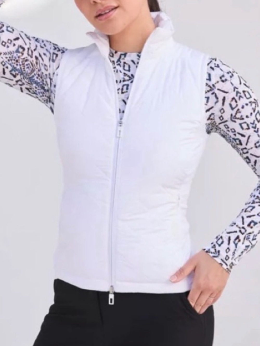 CALIA by Carrie Underwood White Quilted Zip-Up Vest NEW Size L